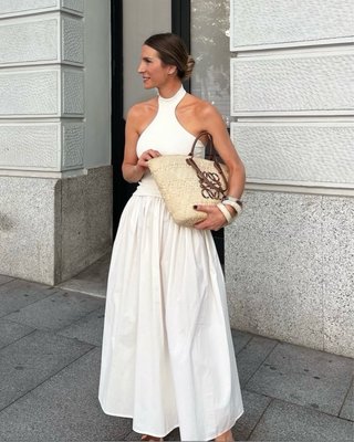 Vestido halter combinado