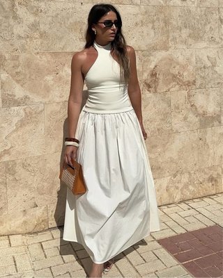 Vestido halter combinado