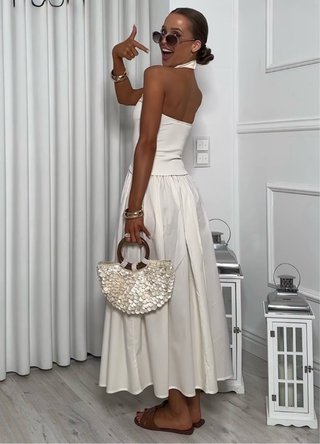 Vestido halter combinado