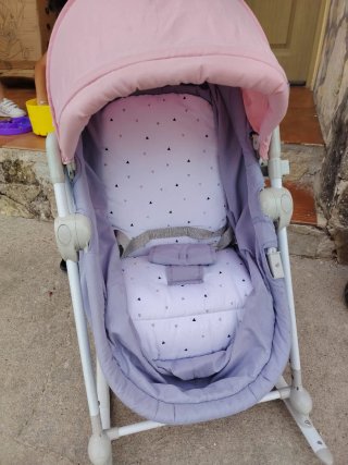 Minicuna Kinderkraft con capota rosa