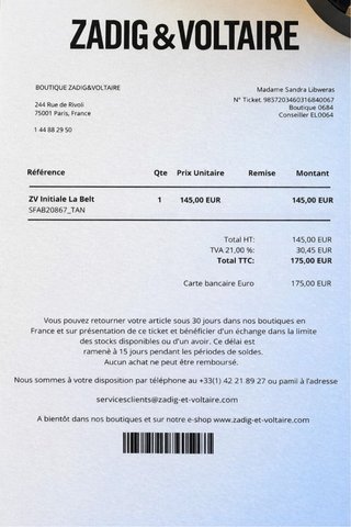 Cinturón Zadig & Voltaire Negro Hebilla Dorada