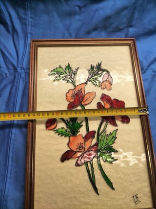 Quadro Pintura Vidro Flores Artesanal