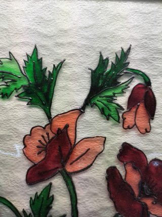 Quadro Pintura Vidro Flores Artesanal