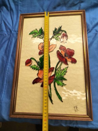 Quadro Pintura Vidro Flores Artesanal