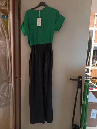 Tuta donna elegante verde e nera