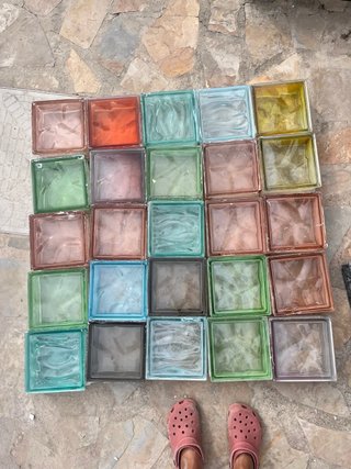 25 Ladrillos de Vidrio Paves Multicolor