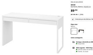 Escritorio MICKE IKEA Blanco 142x50 cm