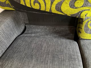 Sofá chaise longue 3 plazas gris y verde