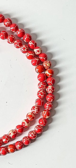 1 Filo Pietre Dure Turchese Rosso Marm. 6 Mm×64