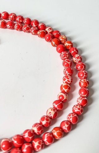 1 Filo Pietre Dure Turchese Rosso Marm. 6 Mm×64