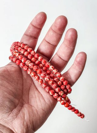 1 Filo Pietre Dure Turchese Rosso Marm. 6 Mm×64