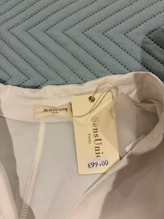 Vestido camisero beige/blanco talla única