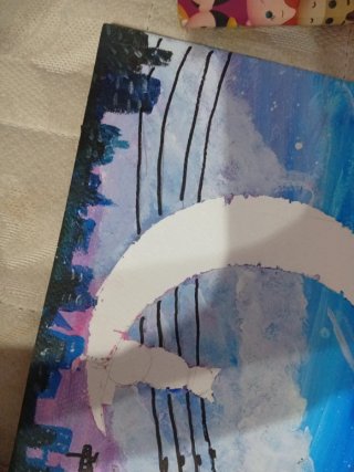 Pintura Luna y Gato Hecha a Mano