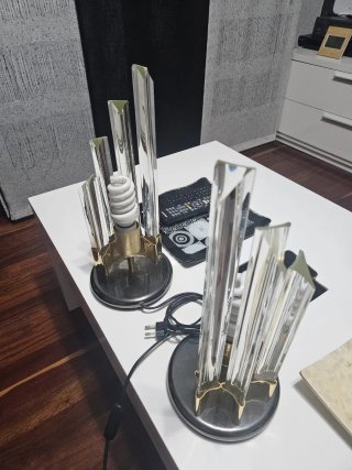 2 Lámparas Cristal y Metal Doradas