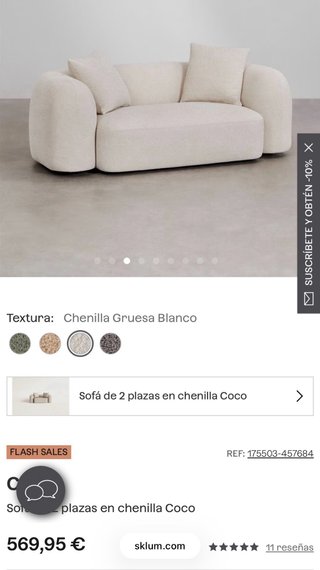 Sofá Sklum 2 plazas beige nuevo