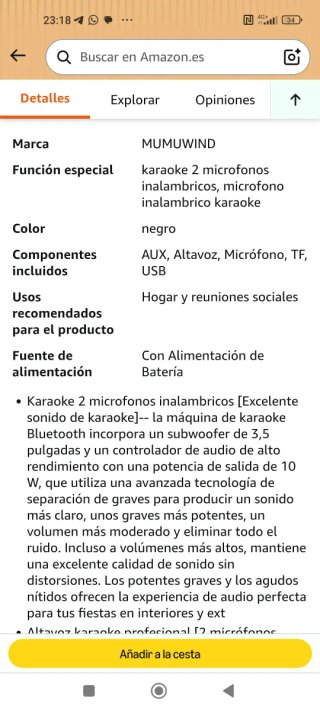 Altavoz Karaoke 2 Microfonos Inalambricos