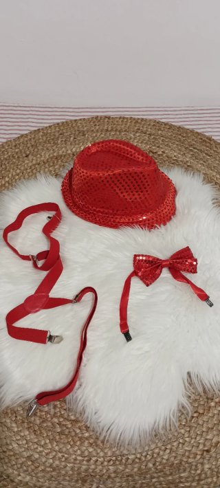 Set Disfraz Infantil Lentejuelas Rojo