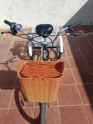 Bicicleta triciclo con cesta