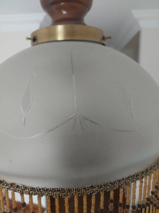 Lámpara de techo cristal y madera