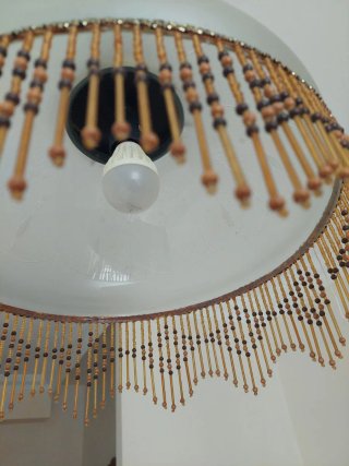 Lámpara de techo cristal y madera