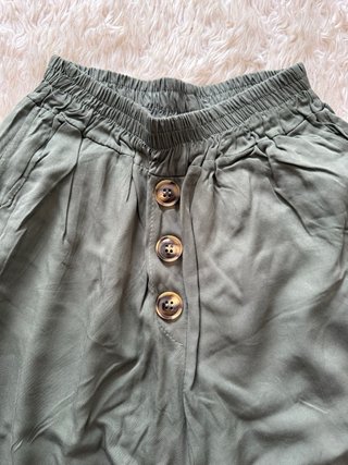 Pantalones anchos lino verde