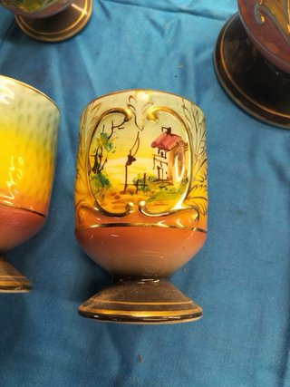 Conjunto Faiança Jarro e 6 Copos Marcados