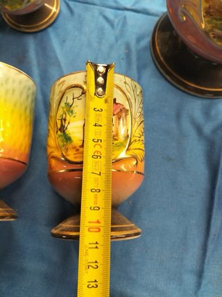 Conjunto Faiança Jarro e 6 Copos Marcados