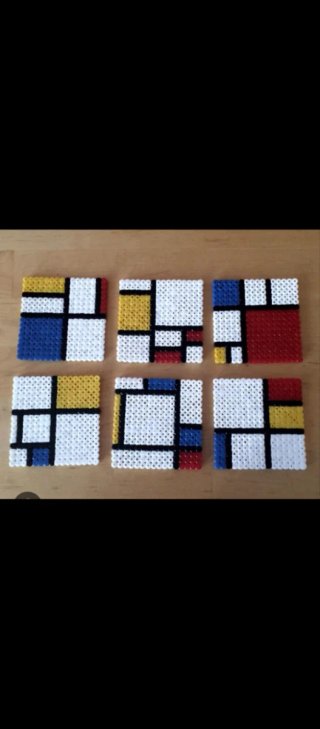 Posavasos estilo Mondrian (Set de 6)
