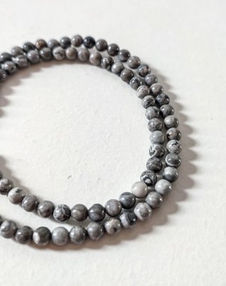 1 Filo Pietre Dure Alabastro Grigio 4 Mm×84 Pietre
