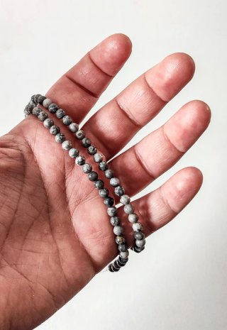 1 Filo Pietre Dure Alabastro Grigio 4 Mm×84 Pietre