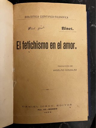 El fetichismo en el amor, libro de 1904