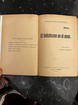 El fetichismo en el amor, libro de 1904