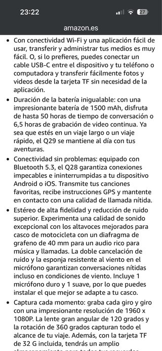 Auriculares Casco Moto HD1080P