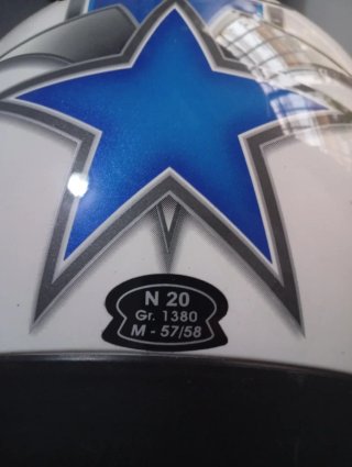 Casco integral moto azul y plata