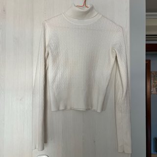 Jersey fino cuello alto blanco