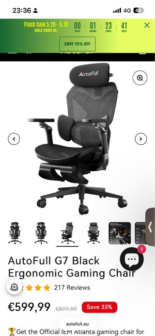 Silla Ergonómica AutoFull G7 Negra
