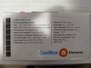CoolBox Plannar 120 PWM Disipador CPU