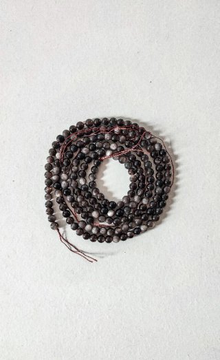 2 Fili Pietre Dure Ossidiana Argentata 4 Mm×185