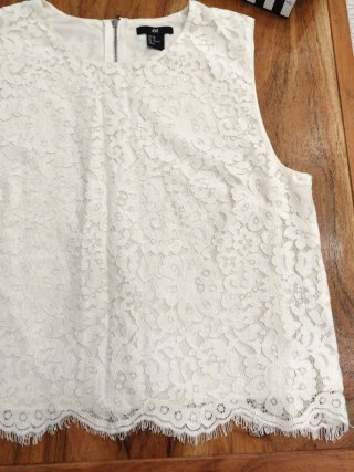 Blusa H&M encaje blanca Talla L