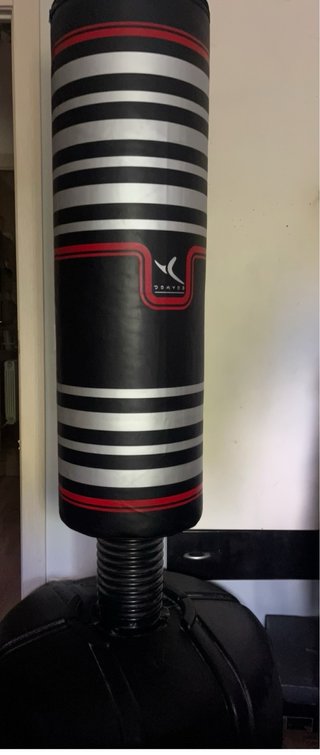 Saco de boxeo negro y plateado
