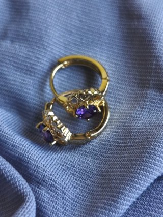 Pendientes Oro 18k Corazón Morado