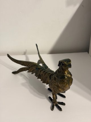 Figura Faisán Bronce Macizo Decorativo 25cm
