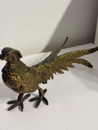 Figura Faisán Bronce Macizo Decorativo 25cm