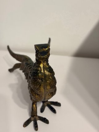 Figura Faisán Bronce Macizo Decorativo 25cm