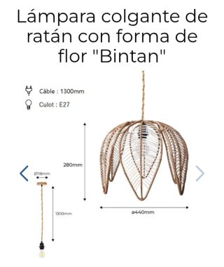 Lámpara de ratán colgante