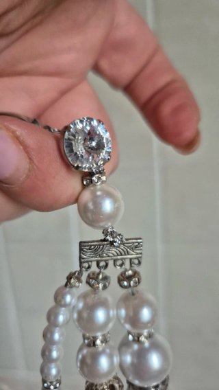 Collana perle e strass argento