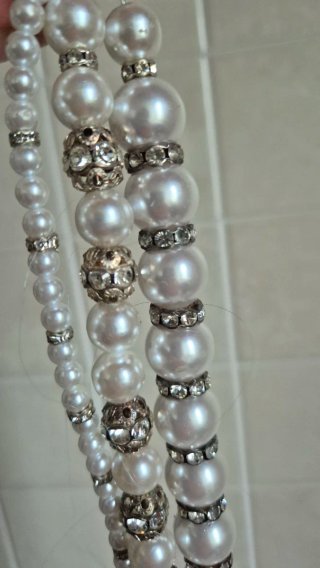 Collana perle e strass argento