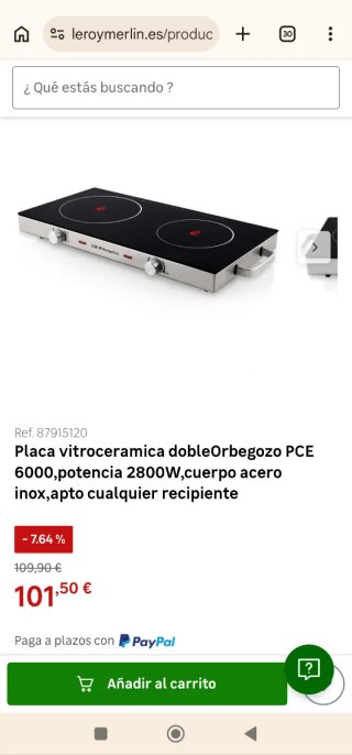 Placa Vitrocerámica Doble Orbegozo