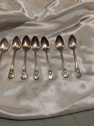 Lote 7 Cucharas de Plata Maciza - joyeria Oriol