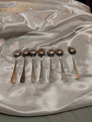 Lote 7 Cucharas de Plata Maciza - joyeria Oriol